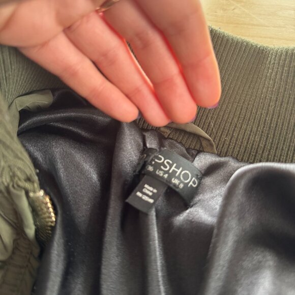 Green topshop puffer / bomber winter jacket - size small - Picture 2 of 5